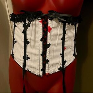 Heavy Red Card Suits Waist Cincher Hearts, Spades, Diamonds